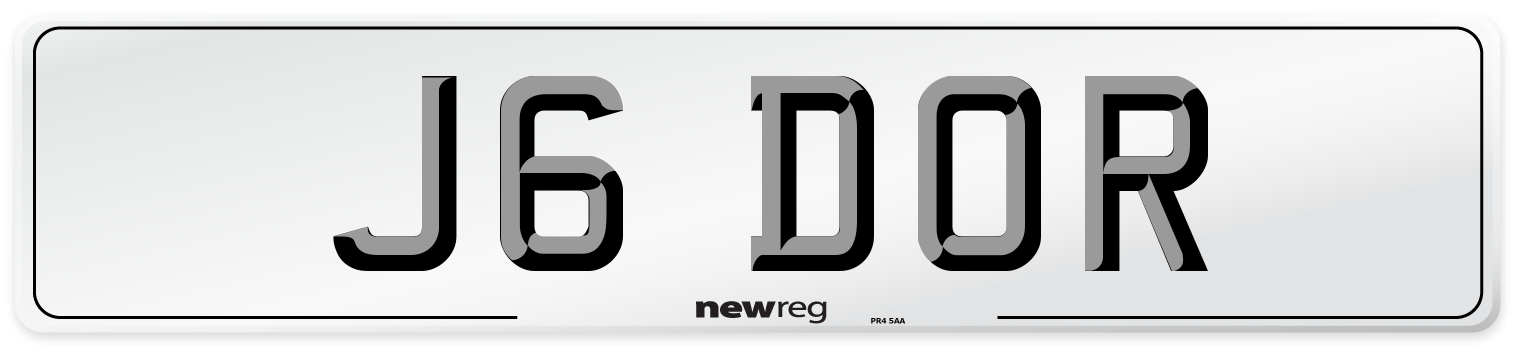 J6 DOR Number Plate from New Reg